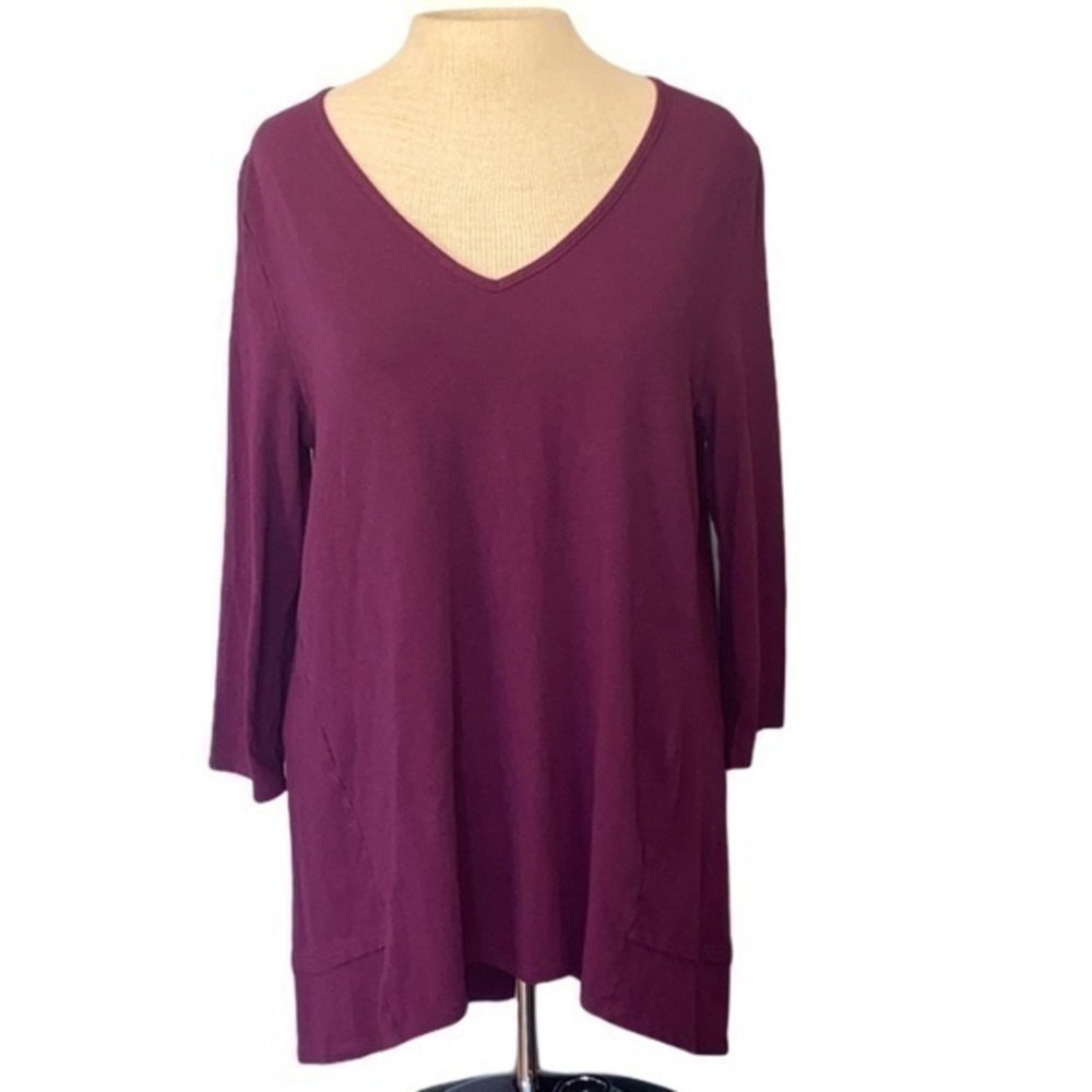 Jockey Vneck 1/4 sleeves top Purple,Medium